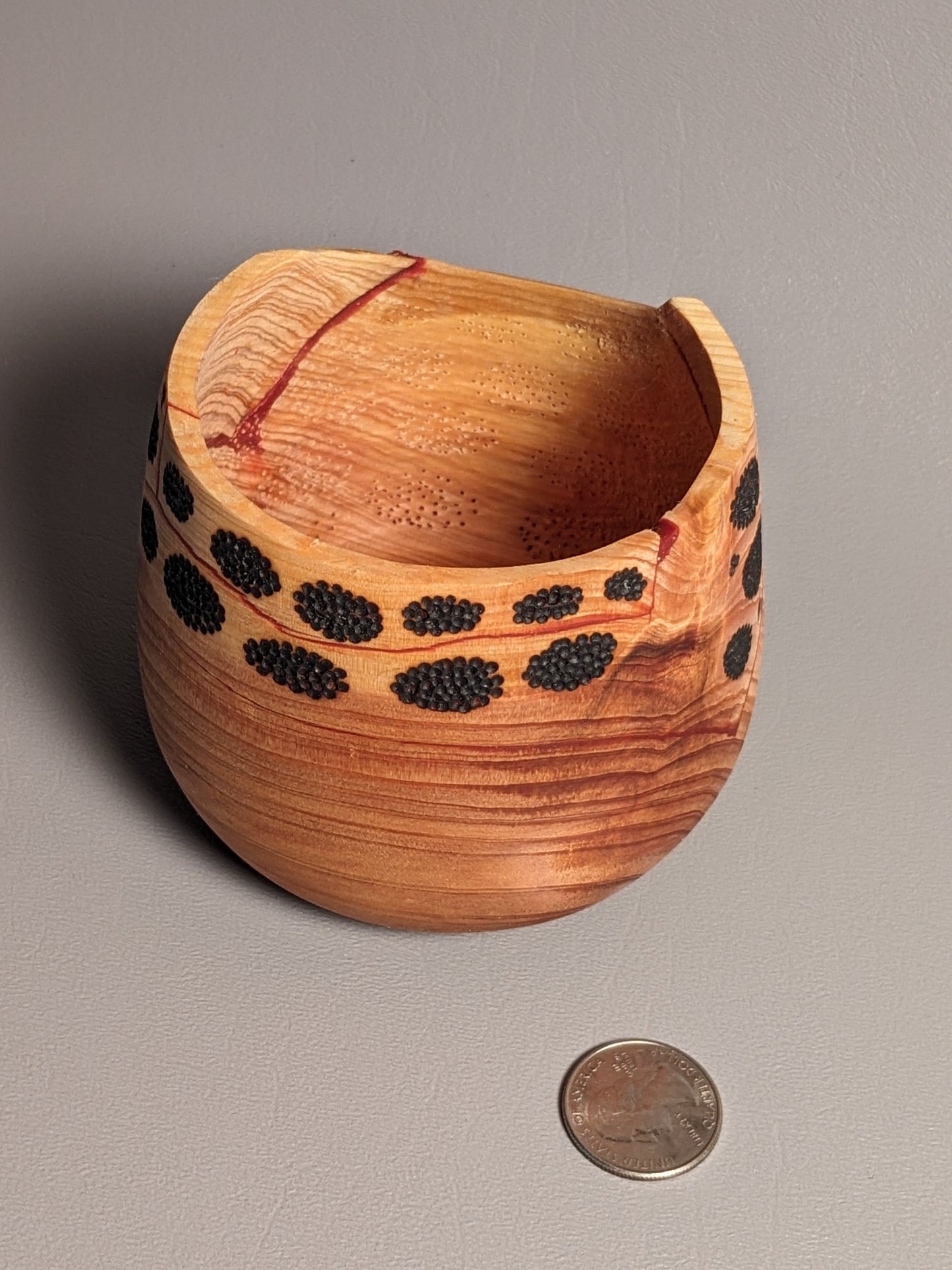 Pierced and Burned Cedar Vessel