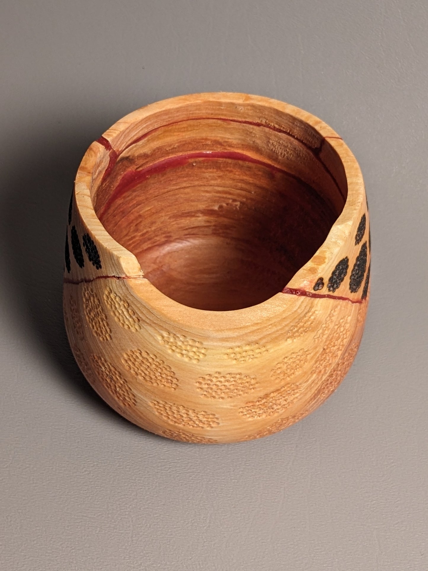 Pierced and Burned Cedar Vessel