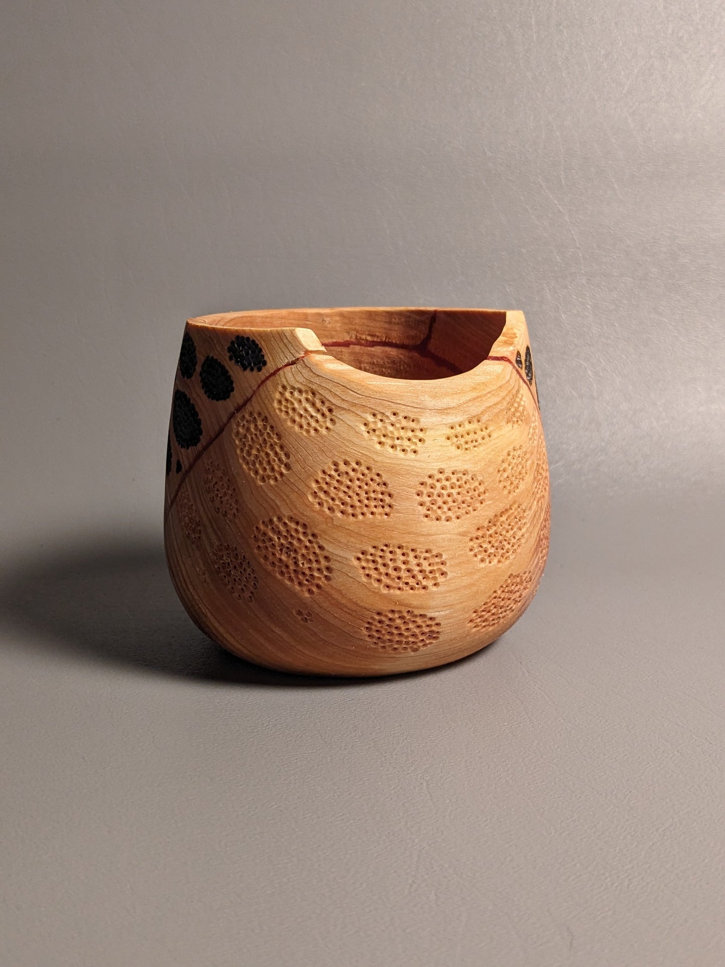 Pierced and Burned Cedar Vessel