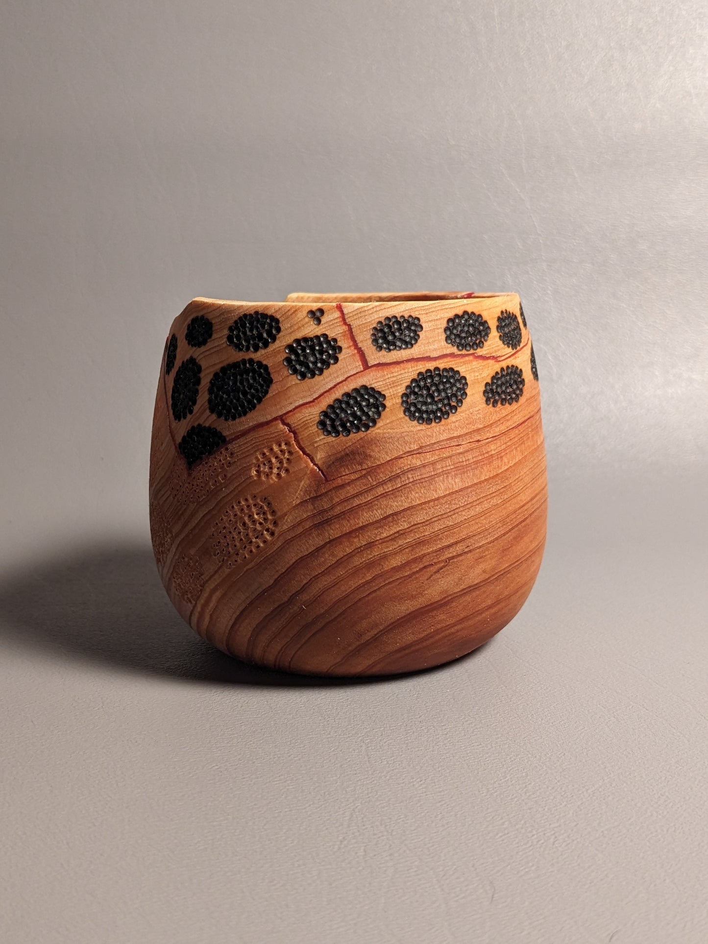 Pierced and Burned Cedar Vessel