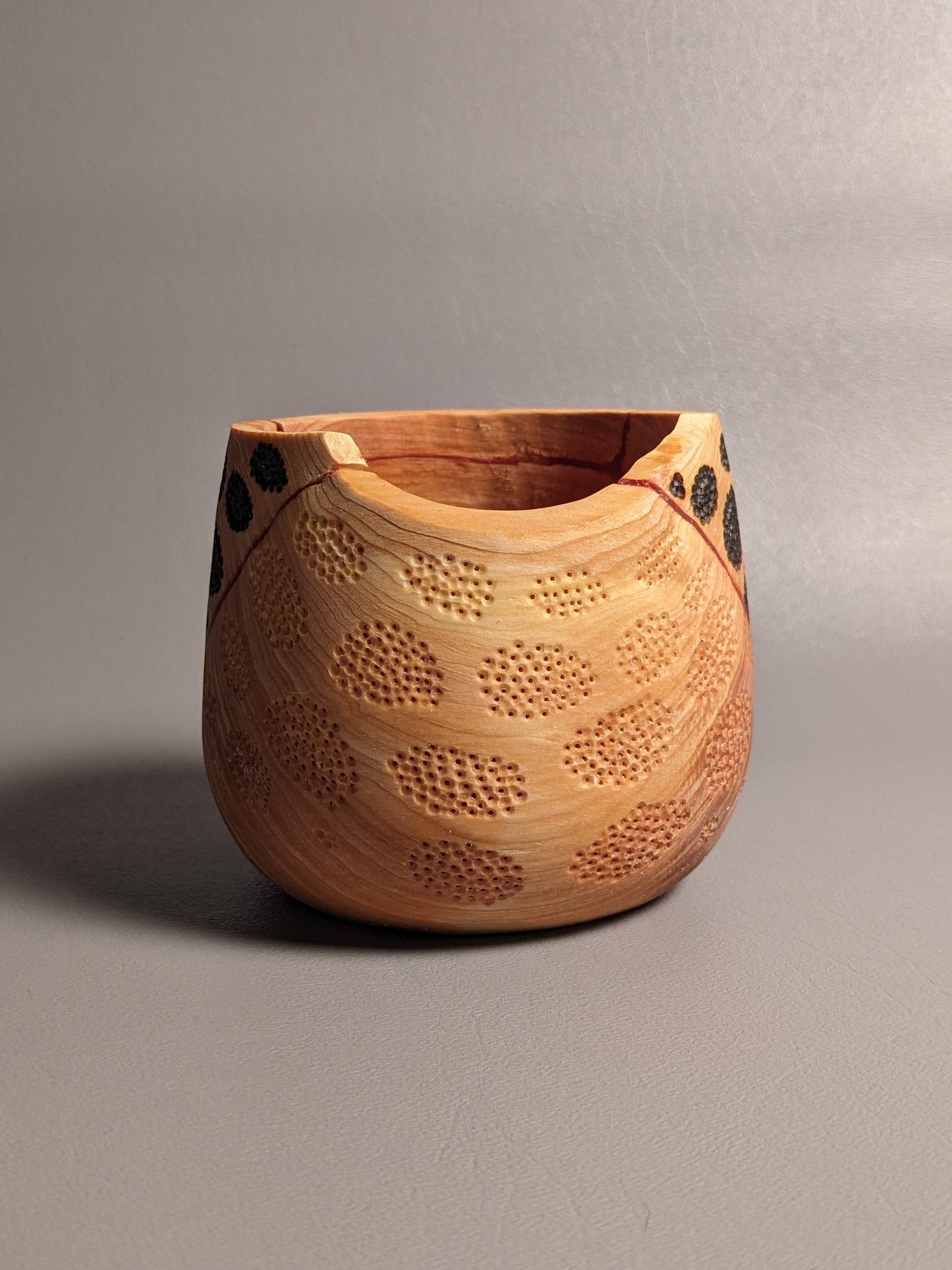 Pierced and Burned Cedar Vessel