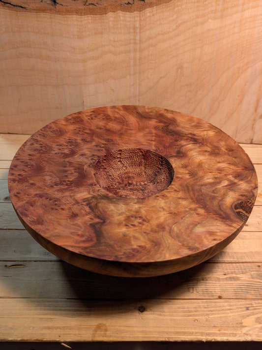 Carved Redwood Wide Rim Bowl