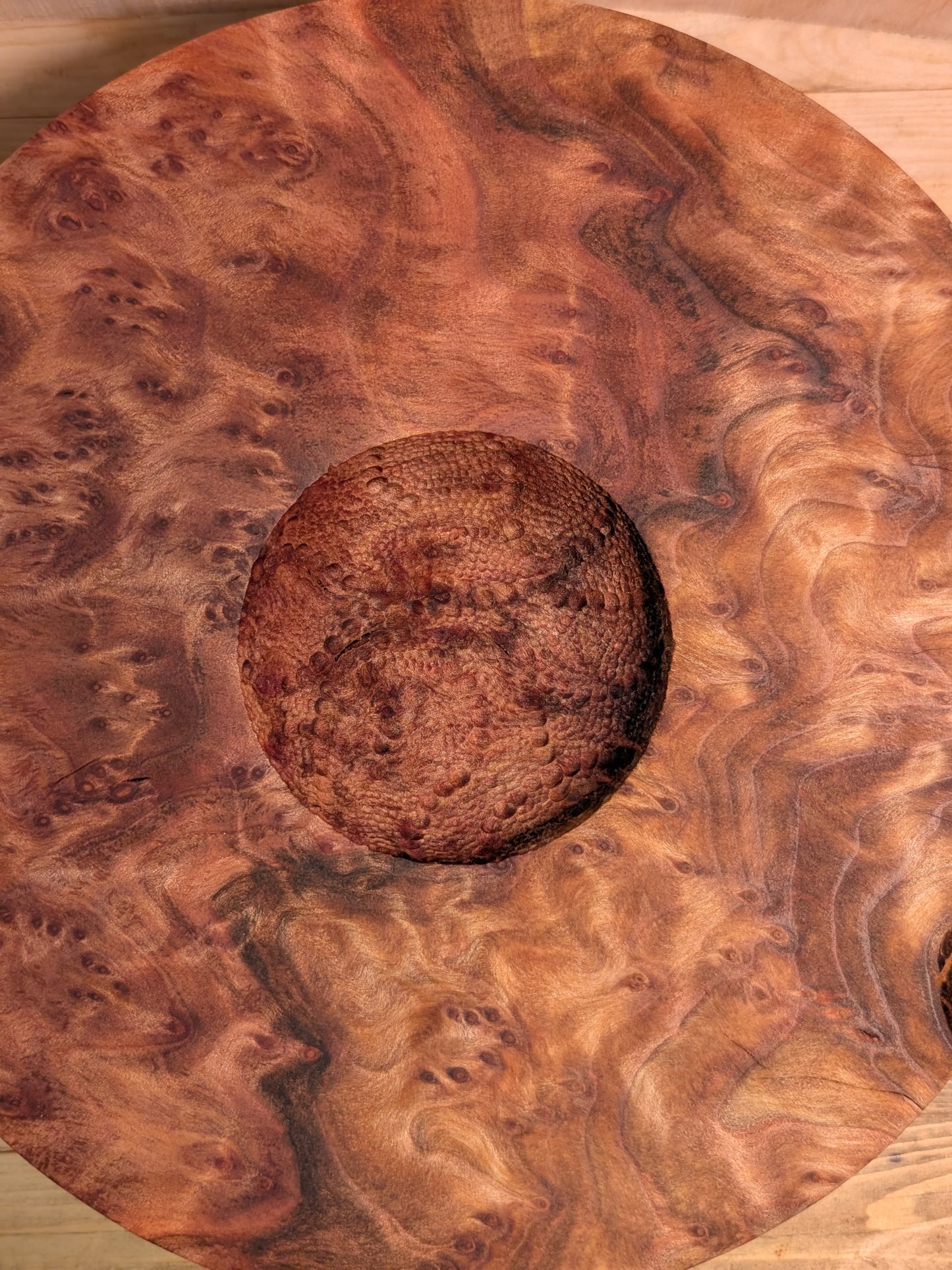 Carved Redwood Wide Rim Bowl