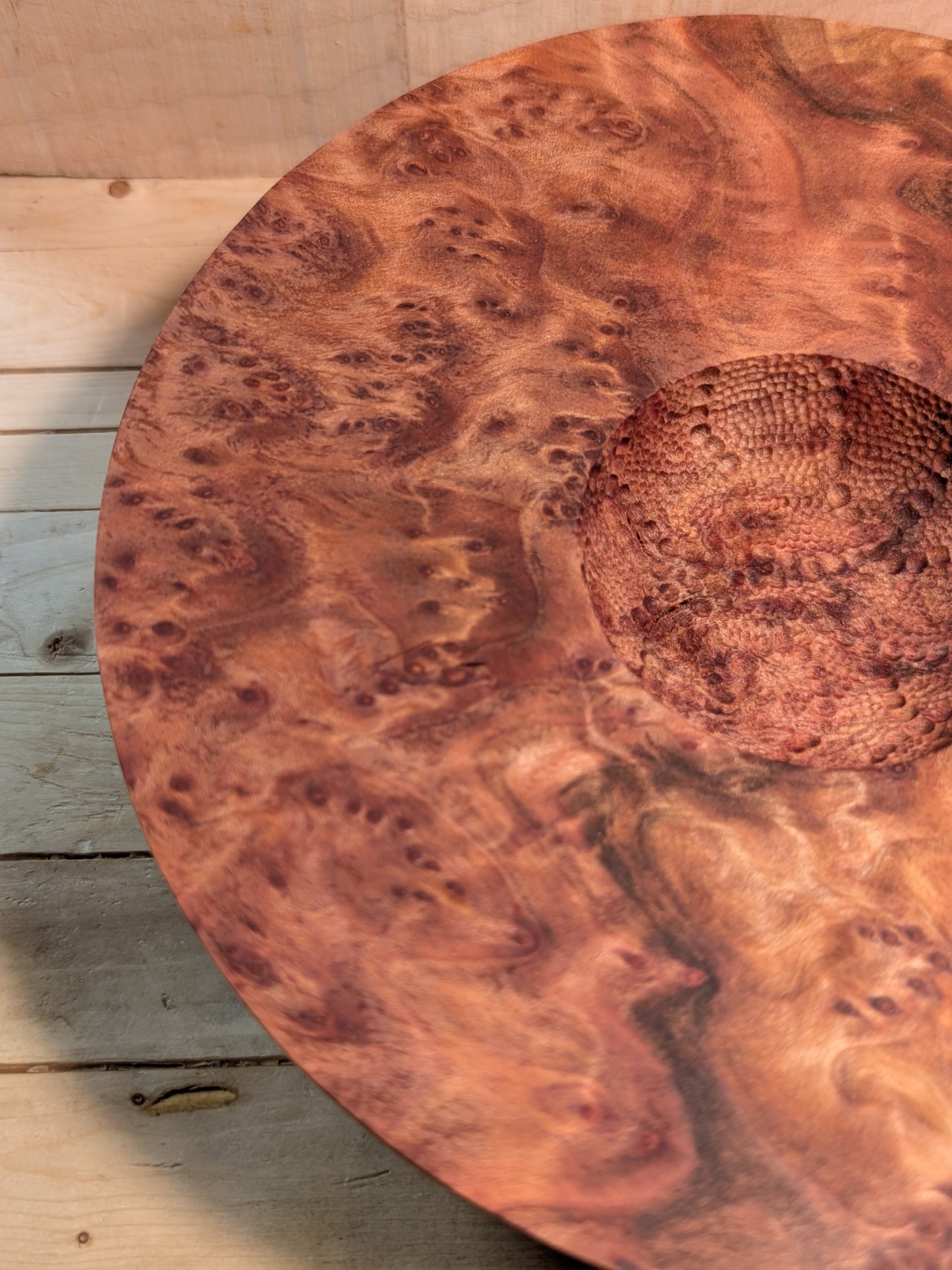 Carved Redwood Wide Rim Bowl